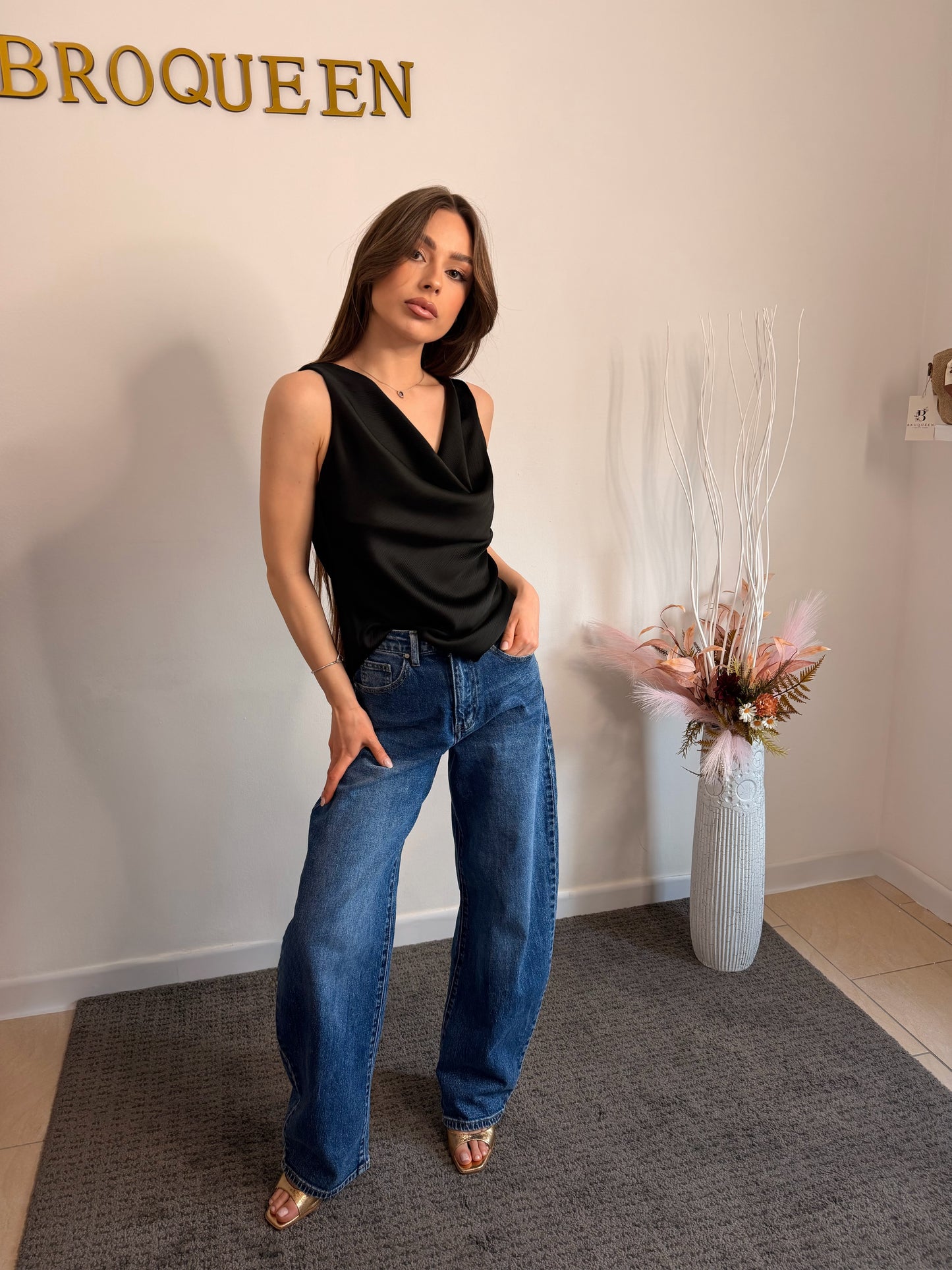 Blusa Satin Draped – Scollo Morbido
