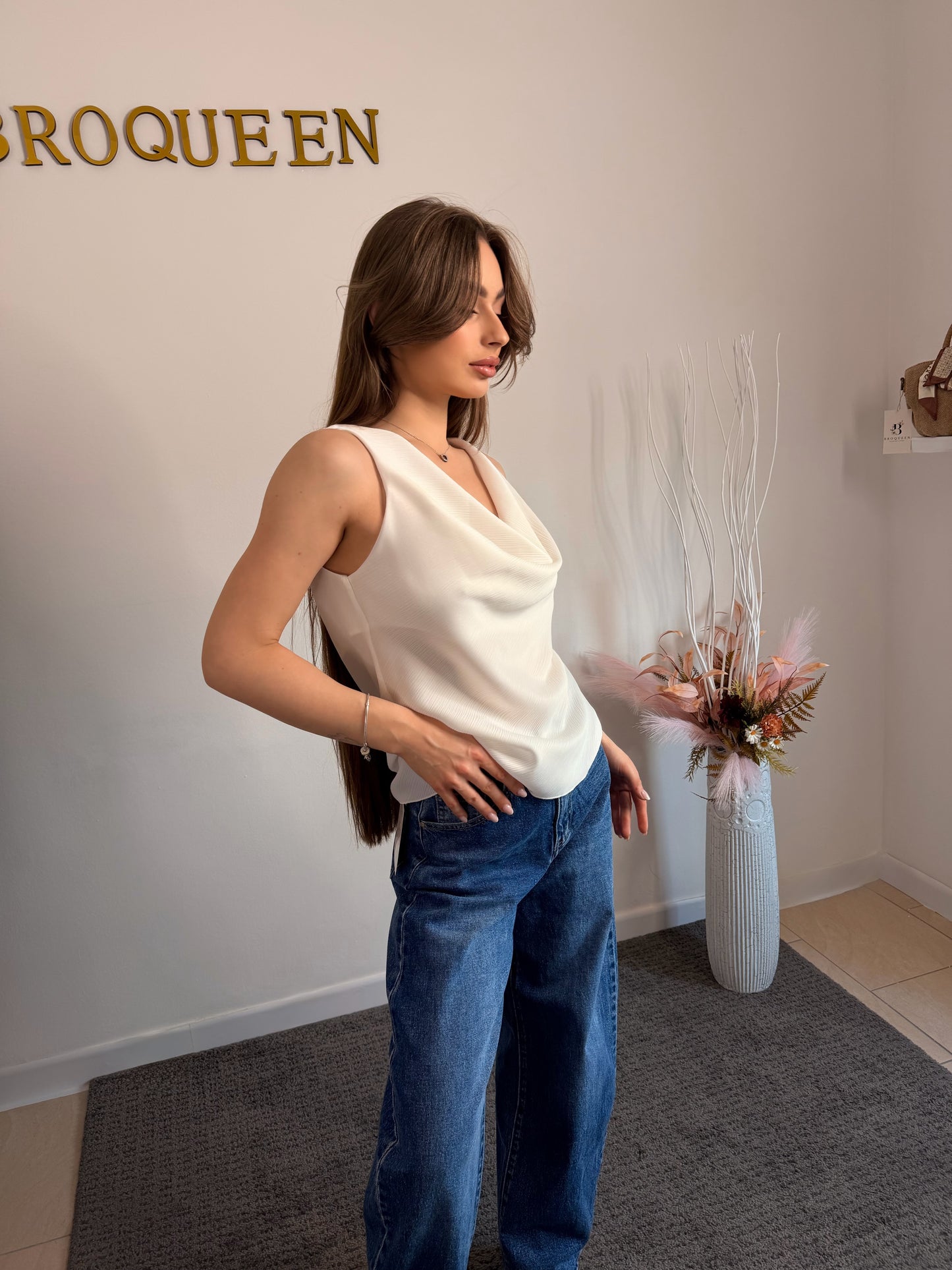 Blusa Satin Draped – Scollo Morbido