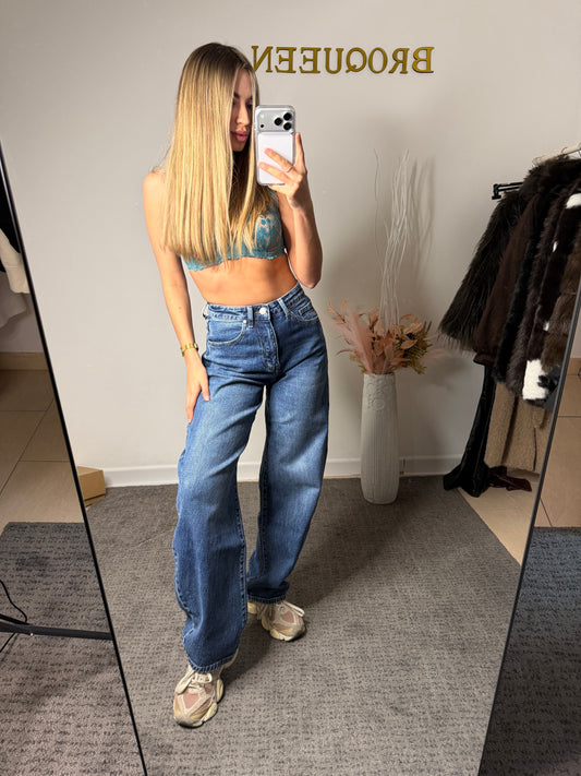 Jeans Basic - Vita alta/gamba larga