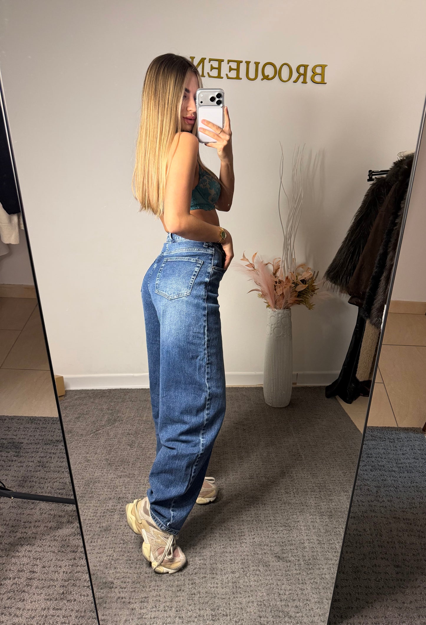 Jeans Basic - Vita alta/gamba larga